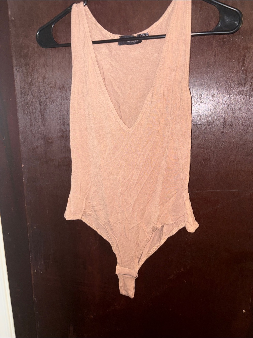 Sleeveless V-Neck Bodysuit in Beige